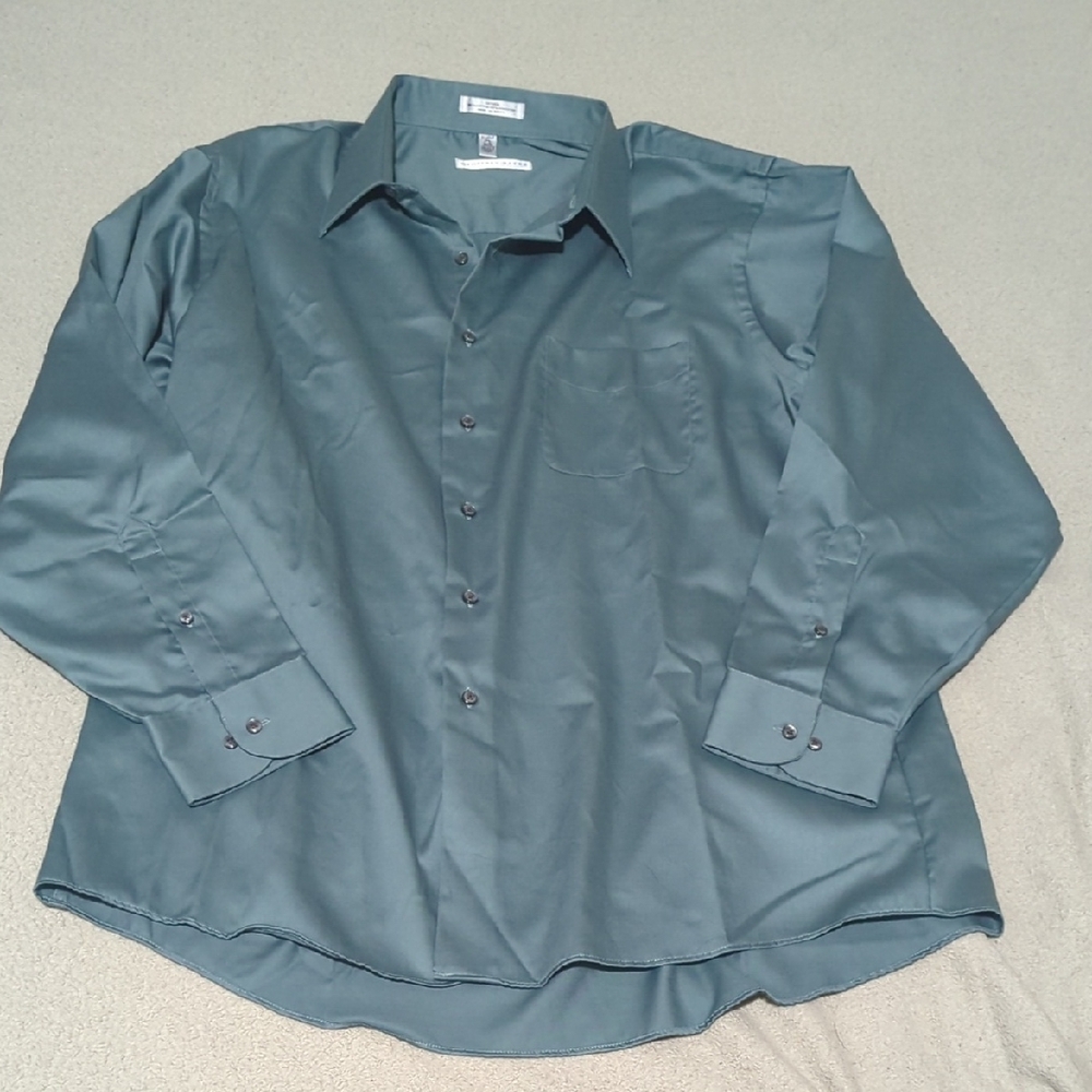 Geoffrey Beene Teal Wrinkle Free Dress Shirt XL 17.5 34/35